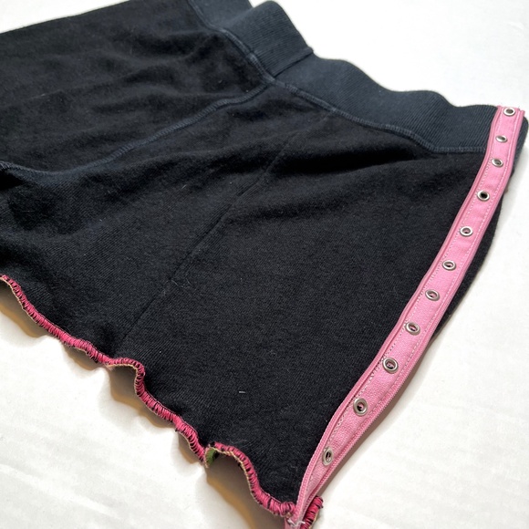 Studded Hot Shorts Size XS Black Pink Sweatpants Booty Pants Whimsygoth Upcycled - Picture 1 of 9